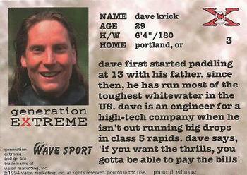 1994 Vision Generation Extreme #3 Dave Krick Back